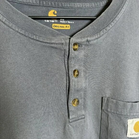 Carhartt Tee Shirt Pullover Men Sz XL Gray Long Sleeve Pocket Casual Workwear - Picture 7 of 9